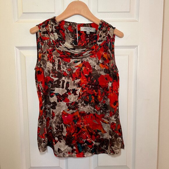 Kasper Tops - Kasper Sheer Multicolor Sleeveless Blouse